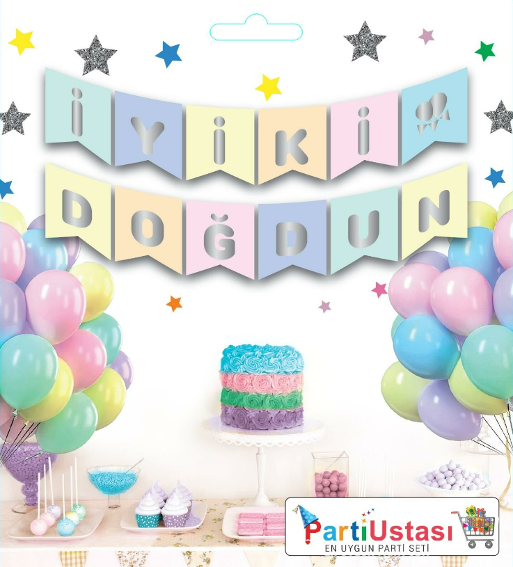 YAZI VARAKLI ZARF BANNER İYK DOĞDUN MACARON GÜMÜŞ