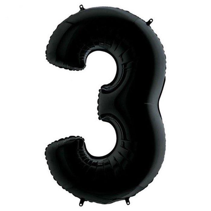 3 Rakam Siyah Folyo Balon Doğum Günü Parti Eğlence