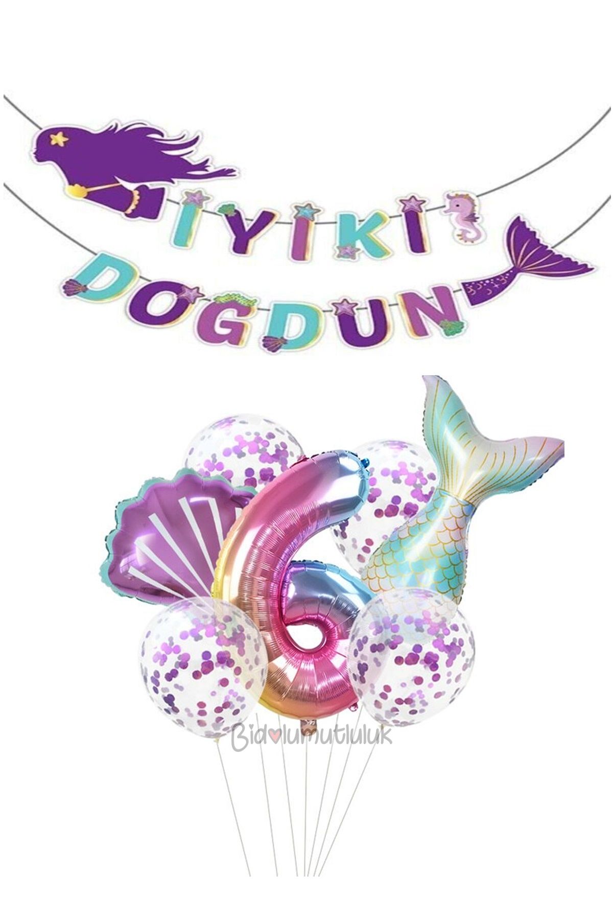 6 Yaş Deniz Kızı Folyo Balon Set