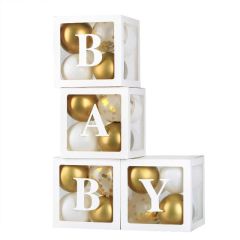 Baby Balon Kutusu Gold Beyaz Balonlu