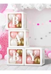 Beyaz Balon Kutusu Gold Pembe Beyaz