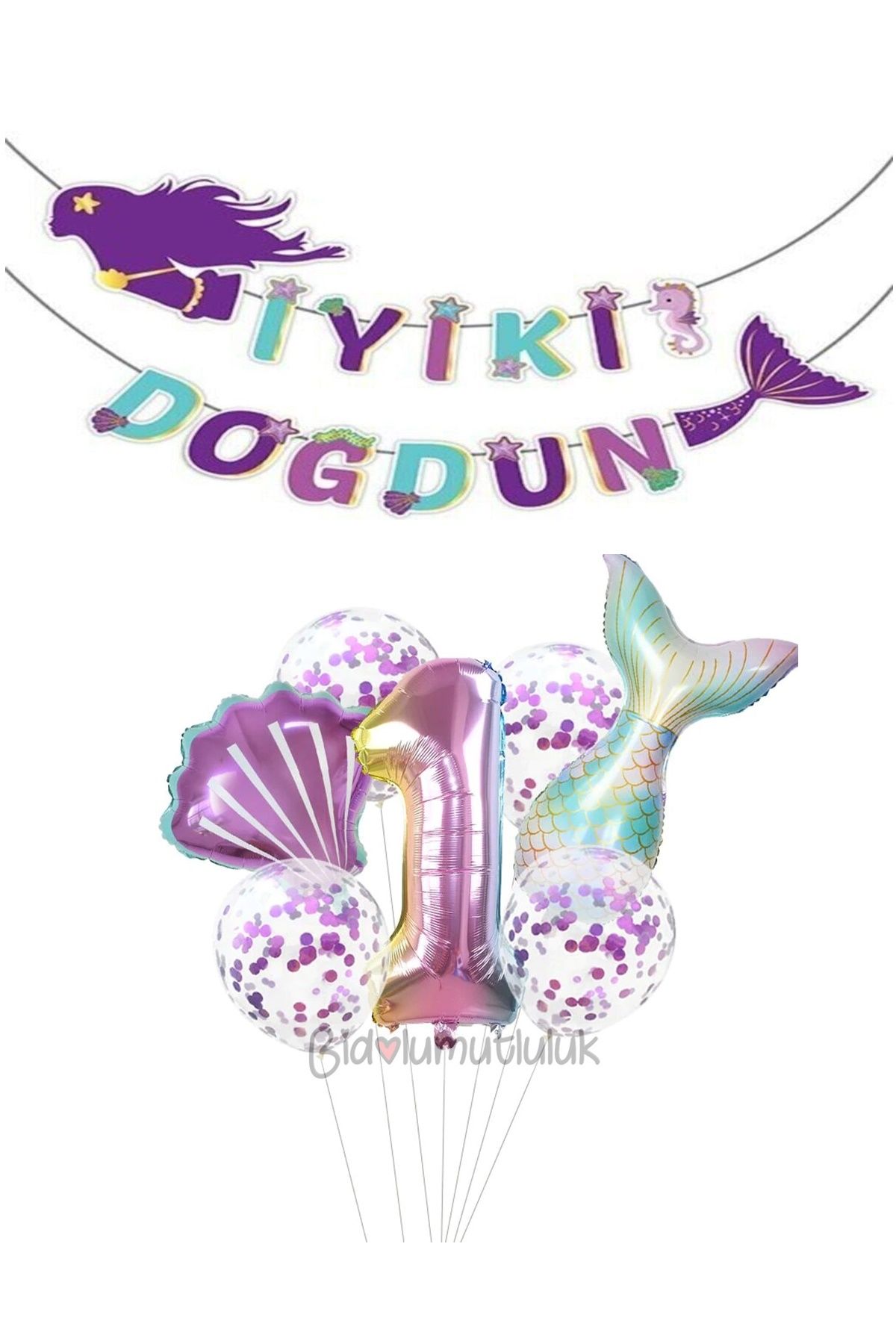 1 Yaş Deniz Kızı Folyo Balon Set