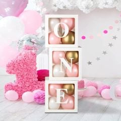 One Balon Kutusu Gold Pembe Beyaz